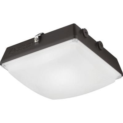 18 Watt Bronze Dusk To Dawn Outdoor Integrated Led Flood For Whisnant Black Integrated Led Frosted Glass Outdoor Flush Mount (View 5 of 20)