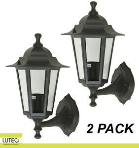 2 X Large Outdoor Coach Lights – Black – Wall Mount Clear Throughout Rockefeller Black 2 – Bulb  Outdoor Wall Lanterns (View 2 of 20)