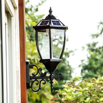 22'' H Vintage Style Large Led Outdoor Solar Wall Lighting Pertaining To Rockefeller Black 2 – Bulb  Outdoor Wall Lanterns (Photo 1 of 20)