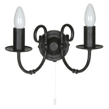 3380/2bs Tuscany Double Wall Light In Black Silver Inside Heitman Black Wall Lanterns (Photo 19 of 20)
