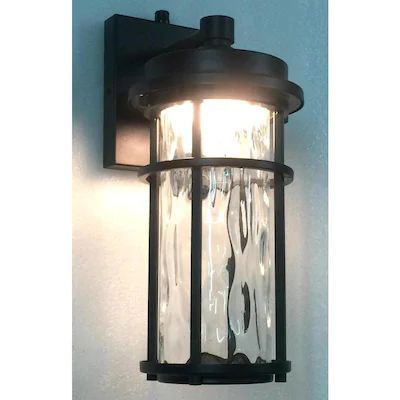 Allen + Roth Clear Spring 13.5 In H Black Led Outdoor Wall Pertaining To Castellanos Black Outdoor Wall Lanterns (Photo 1 of 20)