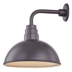 Black Gooseneck Barn Light With 12 Inch Dome Shade At Within Leslie Black Outdoor Barn Lights (Photo 5 of 20)