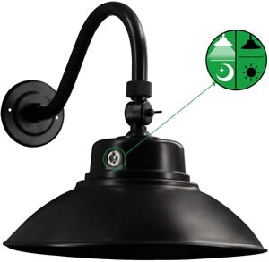 Black Led Gooseneck Barn Light 14 Inch Dusk To Dawn Sensor For Leslie Black Outdoor Barn Lights (View 19 of 20)