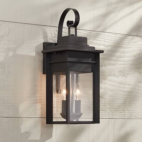 Bransford 17" High Black Specked Gray Outdoor Wall Light Throughout Emaje Black Seeded Glass Outdoor Wall Lanterns (Photo 3 of 20)