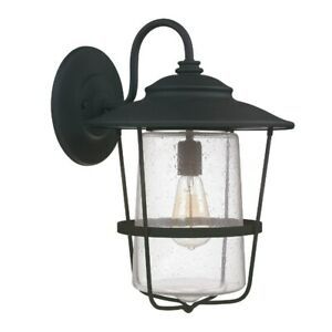 Capital Lighting 9603bk Creekside – 18.5 Inch 1 Light Regarding Emaje Black Seeded Glass Outdoor Wall Lanterns (Photo 4 of 20)