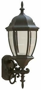 Coramdeo Outdoor Large Hex Curved Glass Led Wall Lantern Within Carrington Beveled Glass Outdoor Wall Lanterns (View 8 of 20)