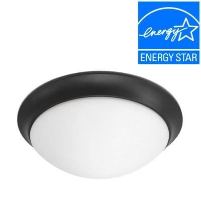 Envirolite 10 In. Oil Rubbed Bronze/white Low Profile Led In Whisnant Black Integrated Led Frosted Glass Outdoor Flush Mount (Photo 7 of 20)