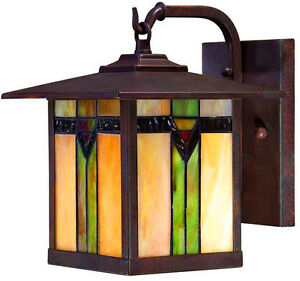 Exterior Outdoor Porch 1 Light Wall Lantern Tiffany Style With Regard To Payeur Hammered Glass Outdoor Wall Lanterns (View 8 of 20)