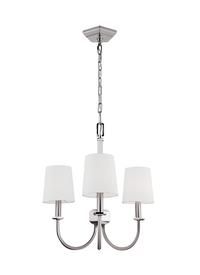 F3049/3sn/pn,3 – Light Chandelier,satin Nickel / Polished With Cantrall 8&#039;&#039; H Outdoor Armed Sconces (View 4 of 20)
