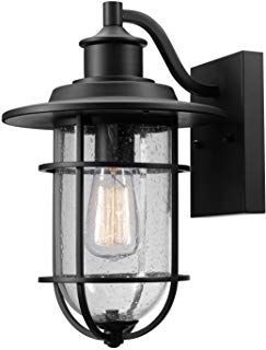 Globe Electric 44094 Turner 1 Light Indoor/outdoor Wall Intended For Cherryville Black Seeded Glass Outdoor Wall Lanterns (View 9 of 20)
