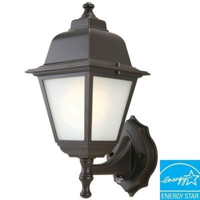 Hampton Bay 1 Light Oil Rubbed Bronze Outdoor Dusk To Dawn Within Cowhill Dark Bronze Wall Lanterns (View 12 of 20)