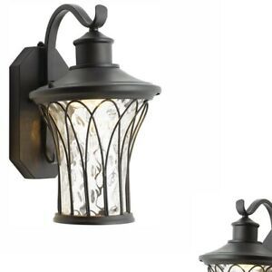 Home Decorators Collection Black Outdoor Lighting Led Dusk Intended For Emaje Black Seeded Glass Outdoor Wall Lanterns (View 5 of 20)