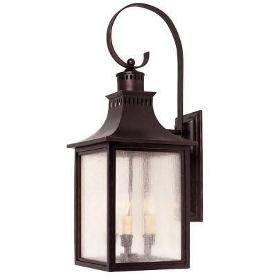 Illumine 3 Light Outdoor Hanging English Bronze Lantern Throughout Palma Black/clear Seeded Glass Outdoor Wall Lanterns (View 13 of 20)