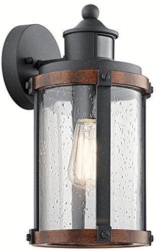 Kichler 39502 Barrington 6.5" Motion Sensor Outdoor Wall For Brook Black Seeded Glass Outdoor Wall Lanterns With Dusk To Dawn (Photo 19 of 20)