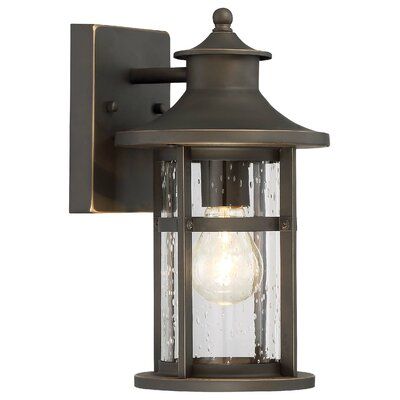 Longshore Tides Mariam Oil Rubbed Bronze 11.75'' H Seeded Throughout Heinemann Rubbed Bronze Seeded Glass Outdoor Wall Lanterns (Photo 1 of 20)