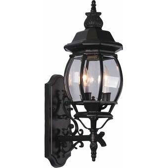 Macomber Matte Black Clear Water Glass Outdoor Wall Within Bellefield Black Outdoor Wall Lanterns (View 8 of 20)