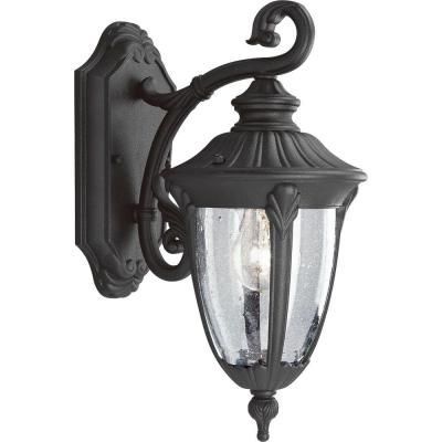 Progress Lighting Meridian Collection 1 Light 14.9 In For Emaje Black Seeded Glass Outdoor Wall Lanterns (Photo 19 of 20)