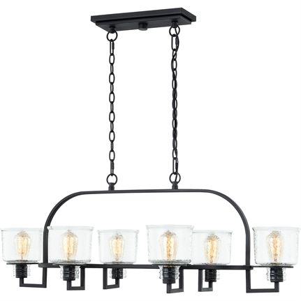 Quoizel|hol641ek|linear Chandelier 6 Light Earth Black Pertaining To Black 13.4'' H Hammered Glass Outdoor Wall Lanterns (Photo 6 of 20)