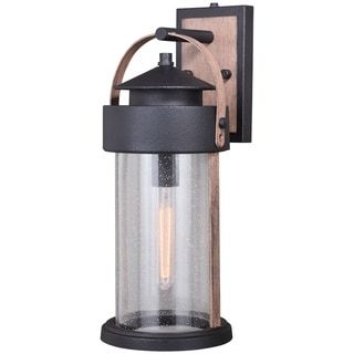 Shop Cumberland 1 Light Dusk To Dawn Brown Wood Rustic With Regard To Brook Black Seeded Glass Outdoor Wall Lanterns With Dusk To Dawn (View 13 of 20)