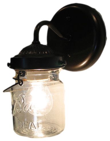 Vintage Mason Jar Sconce Light, Oil Rubbed Bronze Inside Esquina Powder Coated Black Outdoor Wall Lanterns (Photo 9 of 20)