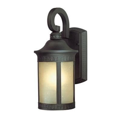 Westinghouse 1 Light Textured Black On Cast Aluminum In Cherryville Black Seeded Glass Outdoor Wall Lanterns (View 7 of 20)