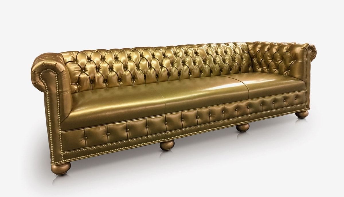 Custom Designed Metalic Gold Leather Bench Seat Within 2018 Leather Bench Sofas (Photo 1 of 14)