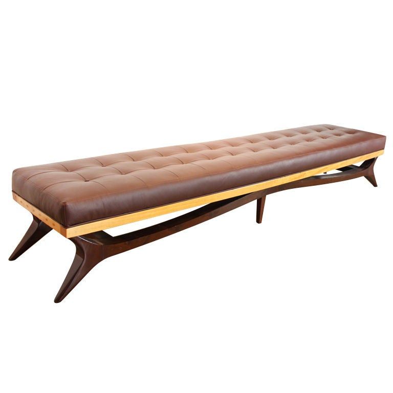 Exotic Wood And Tufted Leather Bench From Brazil At 1stdibs Pertaining To Latest Leather Bench Sofas (View 7 of 14)