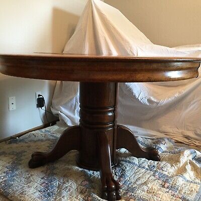 Antique Oak, Claw Foot, Split Pedestal Base, Dining Room In Most Recently Released Antique Oak Dining Tables (View 2 of 20)