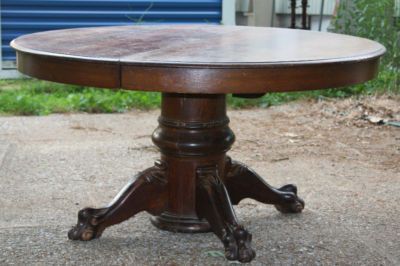 Antique Oak Dining Tables Regarding Most Recent Antique Oak Claw Foot Pedestal Dining Table — Antique (View 3 of 20)