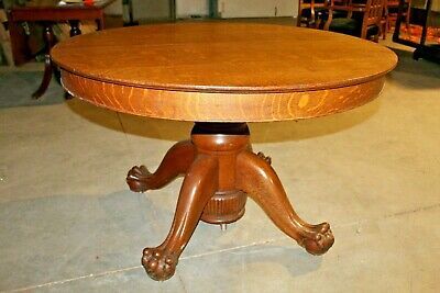 Antique Oak Pedestal Table With Ball & Claw Feet 48" Round With Fashionable Vintage Brown Round Dining Tables (Photo 8 of 20)