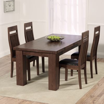 Belgravia Dark Solid Oak 150cm Dining Table With 4 Monty Intended For Well Known Dark Oak Wood Dining Tables (View 6 of 20)