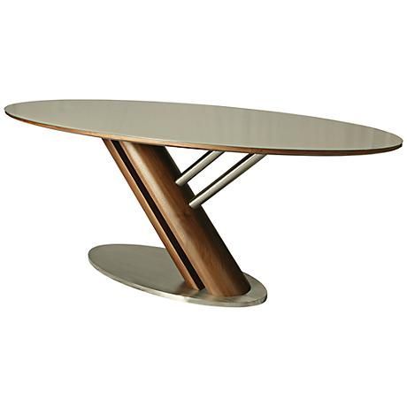 Best And Newest Impacterra Judith Steel And Walnut Oval Dining Table For Walnut And White Dining Tables (Photo 7 of 20)