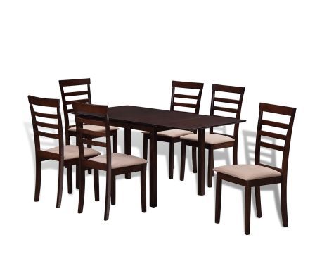 Brown Cream Solid Wood Extending Dining Table Set With 6 With Favorite Brown Dining Tables (View 19 of 20)