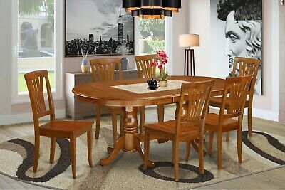 Brown Dining Tables In Most Current 7pc Oval Dinette Kitchen Dining Set Table W/ 6 Wood Seat (View 6 of 20)