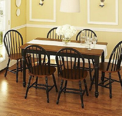 Brown Dining Tables In Most Recent Dining Set 7 Piece Farmhouse Table & 6 Windsor Chairs (View 18 of 20)