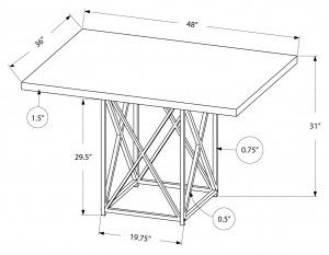 Chrome Metal Dining Tables Inside Preferred I 1059 – Dining Table Only – 36"x 48" / Grey / Chrome Metal (Photo 20 of 20)