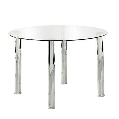 Chrome Metal Dining Tables With Regard To Most Recent Aneston Glass Top Chrome Leg Round Dining Tablechrome (Photo 8 of 20)