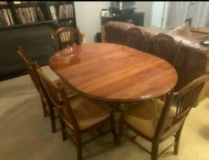 Current Brown Dining Tables With Removable Leaves With Ethan Allen Maison Round Dining Table Metal Base W/leaf (View 15 of 20)