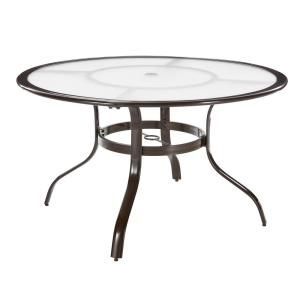 Dark Brown Round Dining Tables Within Recent Hampton Bay Commercial Aluminum 48 In. Round Outdoor Slat (Photo 15 of 20)