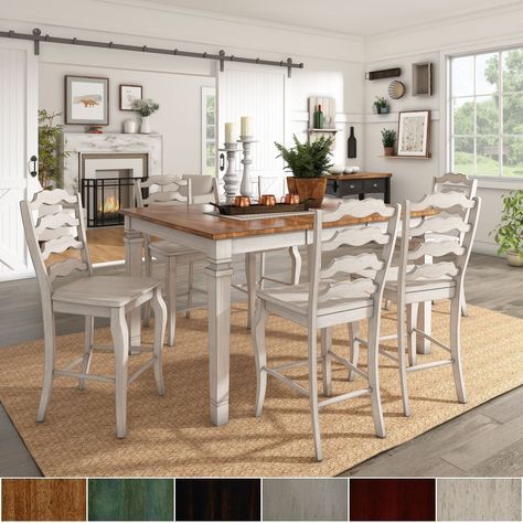 Elena Antique White Extendable Counter Height Dining Set With Regard To 2020 White Counter Height Dining Tables (Photo 4 of 20)