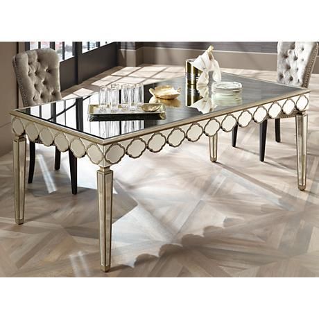 Fashionable Stasia Gold And Beveled Mirror Dining Table – #8n782 Intended For Gold Dining Tables (View 2 of 20)