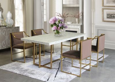 Gold Dining Tables Intended For Famous Harmony Contemporary Dining Table: In Brushed Gold Finish (Photo 4 of 20)
