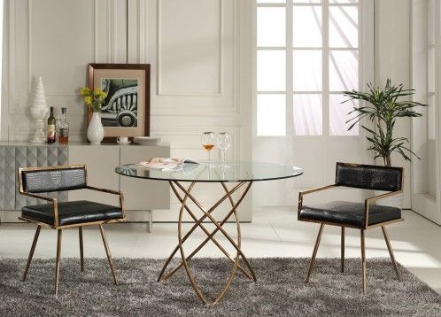Gold Dining Tables Throughout Newest Modrest Rosario Modern Round Rosegold Dining Table (Photo 3 of 20)