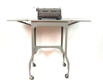 Gray Drop Leaf Tables Intended For Most Recently Released Vintage Industrial Table Metal Typewriter Stand Rolling (Photo 14 of 20)