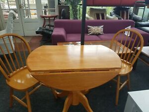 Gray Drop Leaf Tables Pertaining To Latest Vintage Retro Oval Drop Leaf Dining Table And 2 Windsor (View 20 of 20)