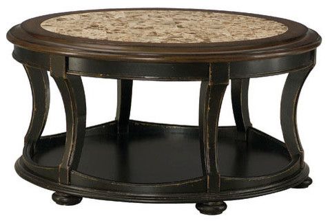 Hammary Dorset Round Cocktail Table, Black With Pretzel With Regard To Most Recent Dark Brown Round Dining Tables (View 19 of 20)