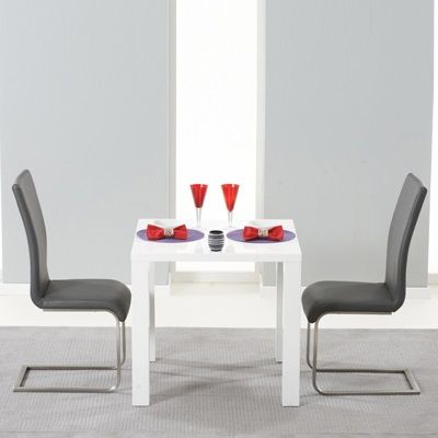 Harvey 80cm High Gloss White Dining Table With 2 Milan With Regard To 2020 Glossy Gray Dining Tables (Photo 1 of 20)
