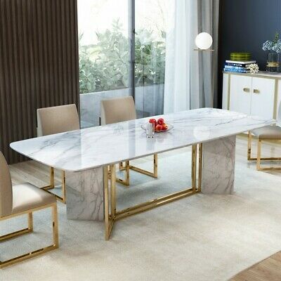 Homary 78.7 Inches Rectangular White Faux Marble Dining With 2019 Natural Rectangle Dining Tables (Photo 10 of 20)