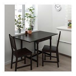 Ingatorp / Stefan Table And 2 Chairs, Black Brown, Brown Pertaining To Most Popular Brown Dining Tables With Removable Leaves (Photo 4 of 20)