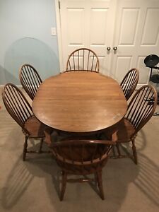 L. Hitchcock 42" Solid Wood Round Table With 12" Leaf & 6 Regarding Fashionable Light Brown Round Dining Tables (Photo 2 of 20)